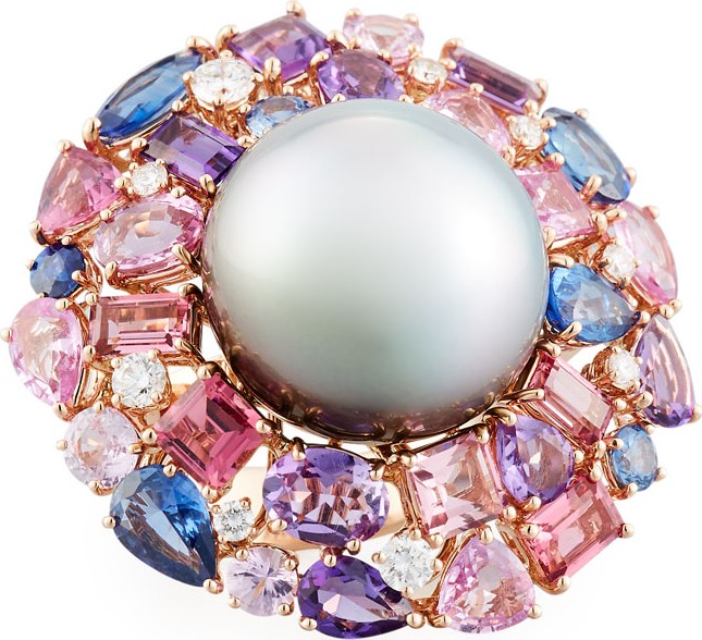 Margot McKinney 18k Spring Blush Pearl & Mixed Stone Ring, Size 6.5
