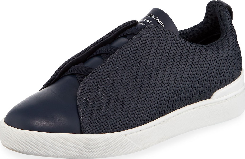 Ermenegildo Zegna Men's Triple Stitch Pelle Low-Top Sneakers