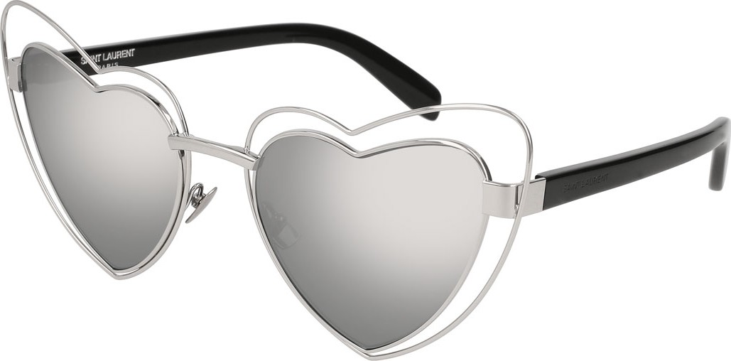 Saint Laurent Lou Lou Heart-Shaped Sunglasses, Silver