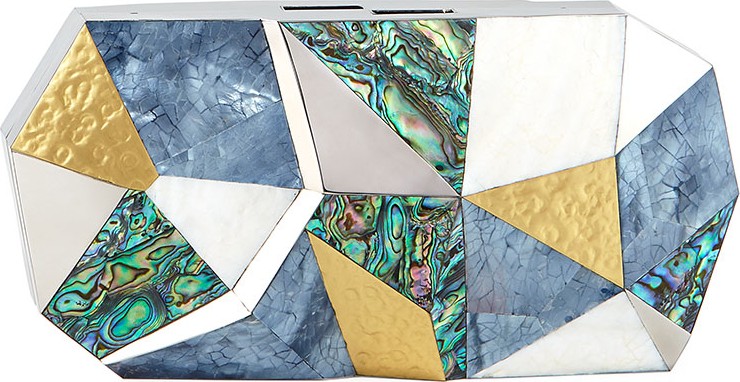 Rafe Vivienne Faceted Shell Minaudiere Clutch Bag