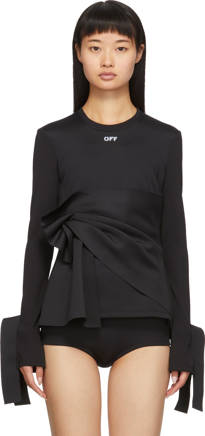Off White Black Wrap Long Sleeve T-Shirt