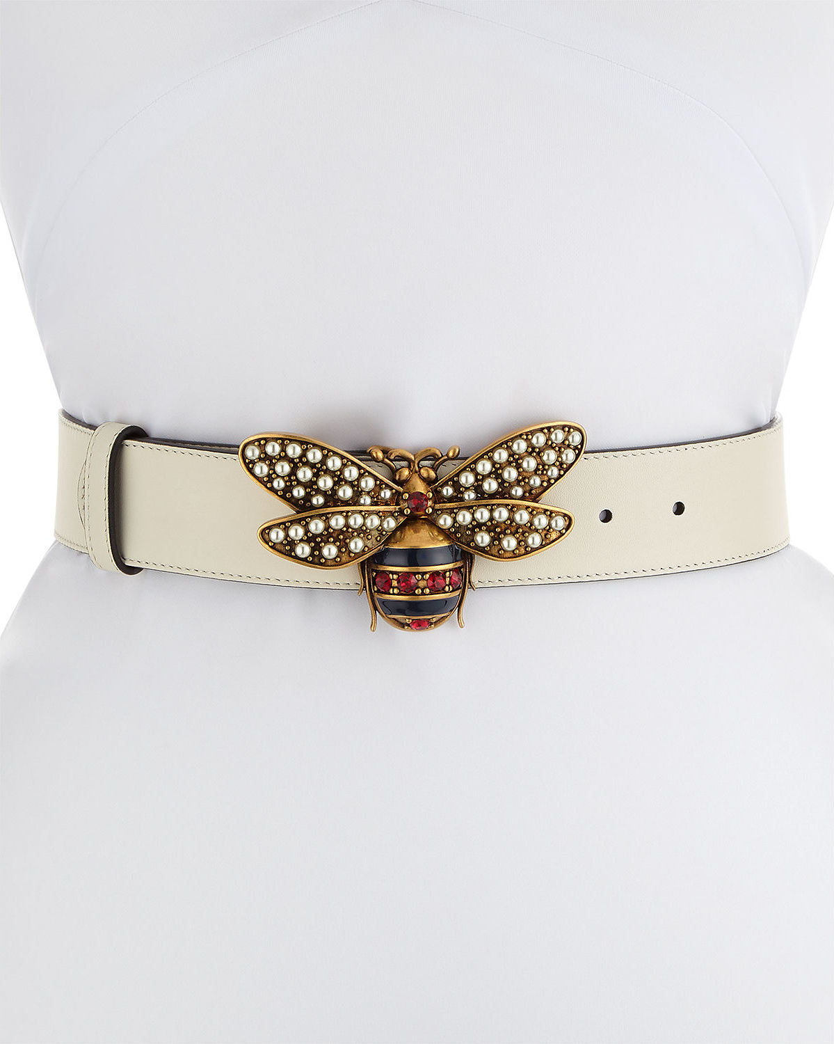 Gucci Queen Margaret Leather Bee Belt