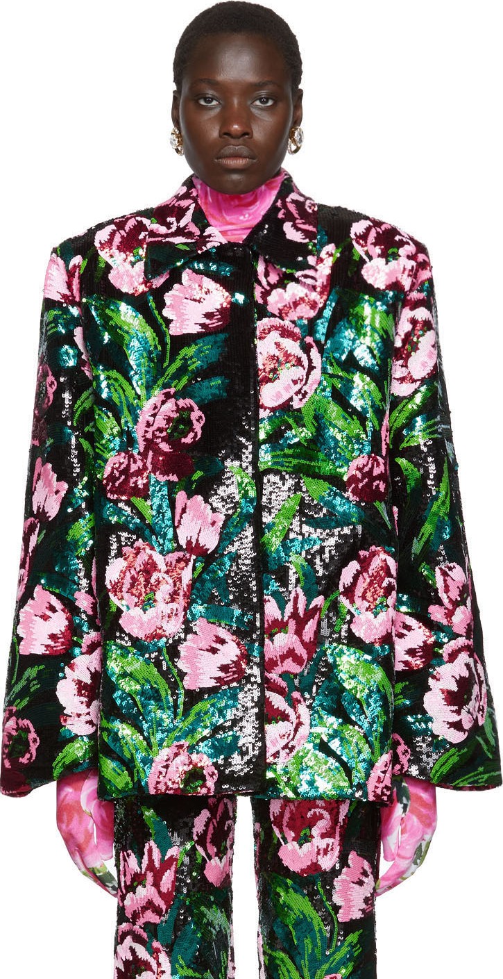 Richard Quinn Black Floral Embellished Jacket