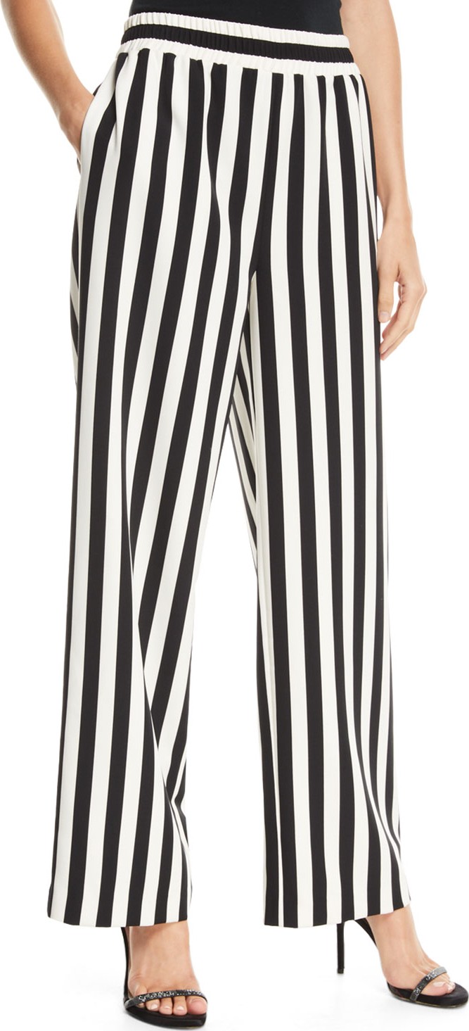 Alice + Olivia Benny Smocked-Waistband Pants