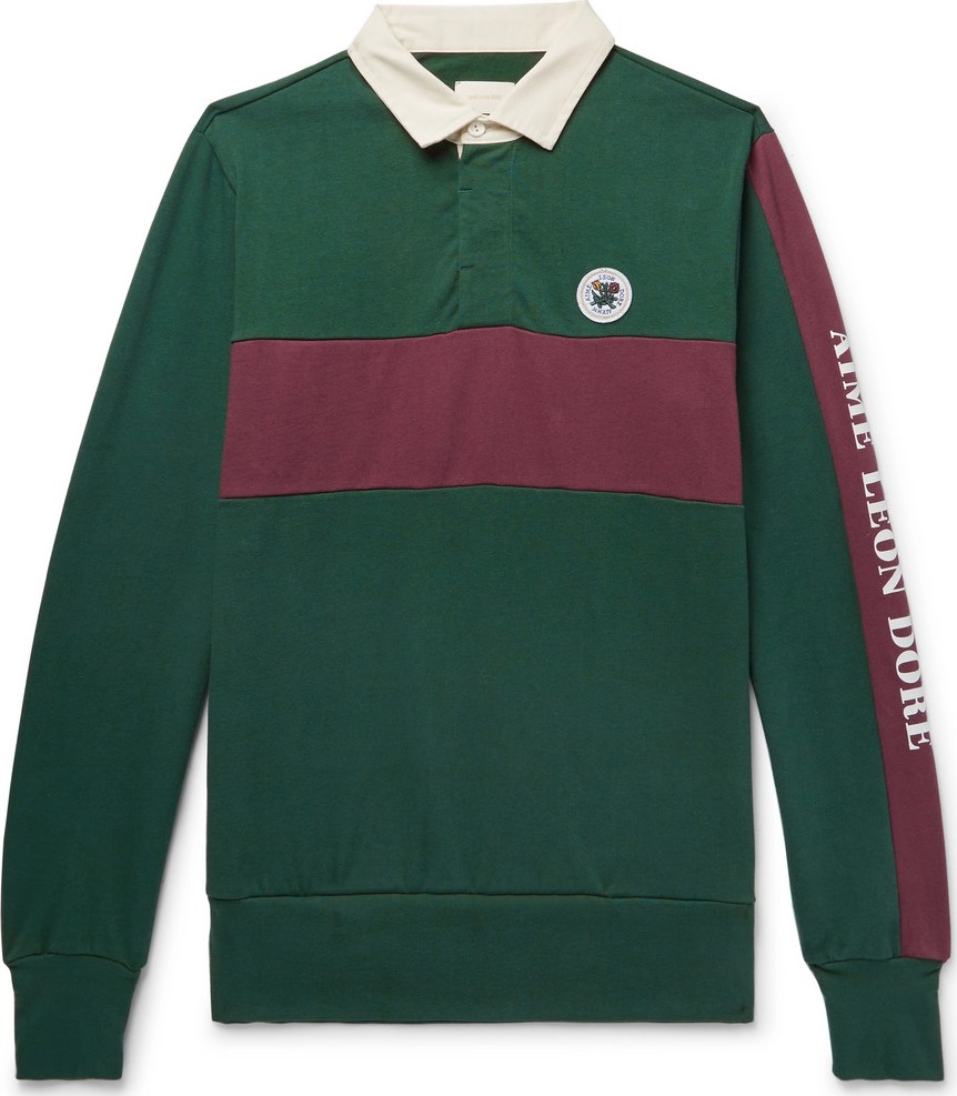 Aimé Leon Dore Twill-Trimmed Striped Cotton-Jersey Polo Shirt