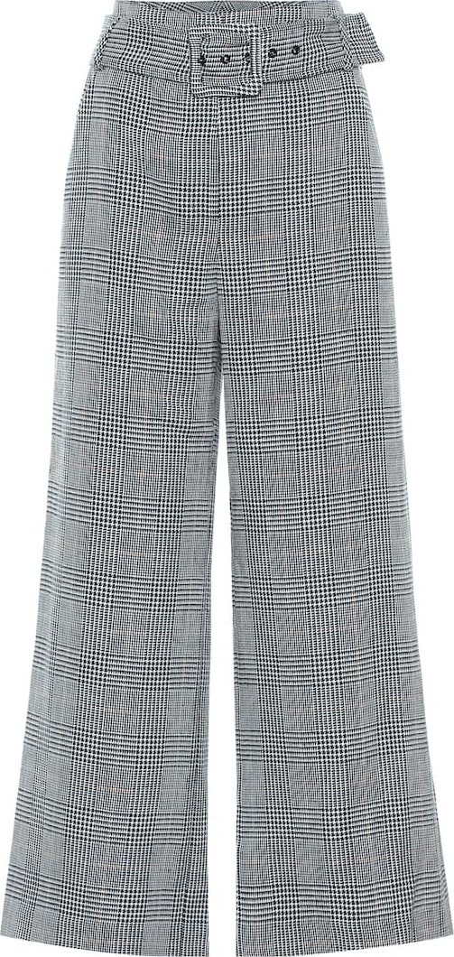 Veronica Beard Dexter checked linen and cotton pants