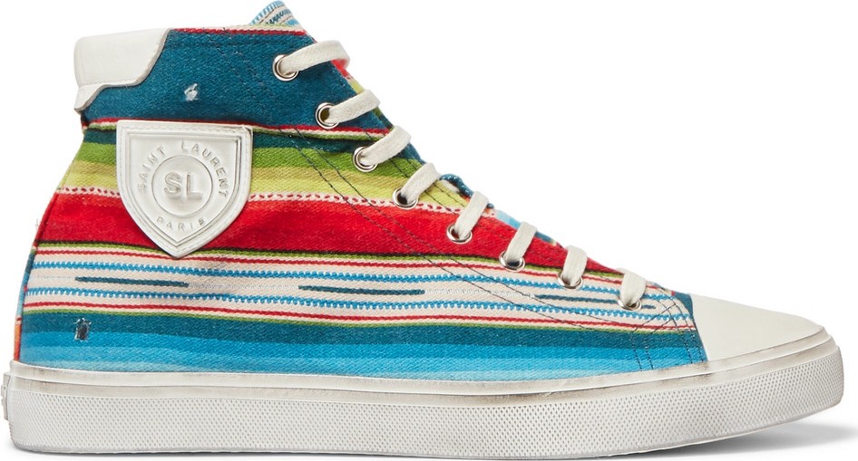 Saint Laurent Striped Jacquard High-Top Sneakers