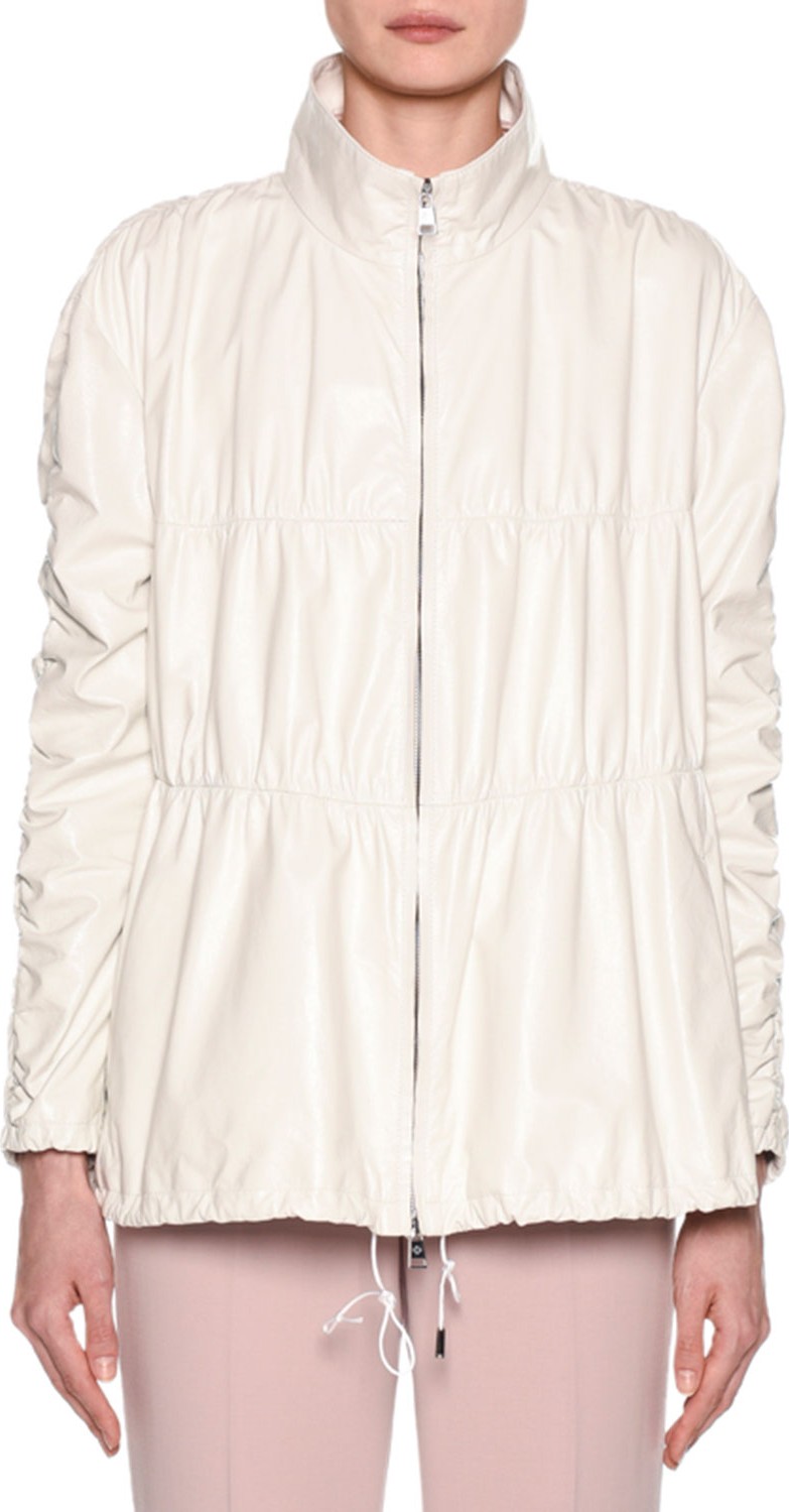 Giorgio Armani Quilted Ruched-Leather Anorak Jacket