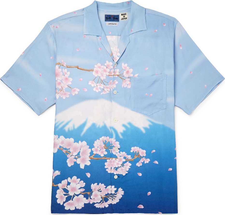 Blue Blue Japan Camp-Collar Printed Woven Shirt