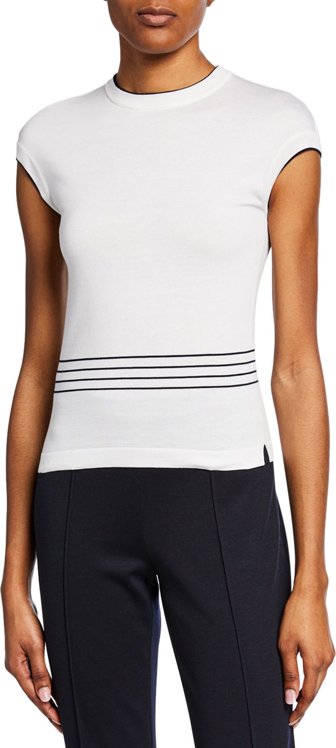 Loro Piana Cap-Sleeve Striped-Torso Sweater