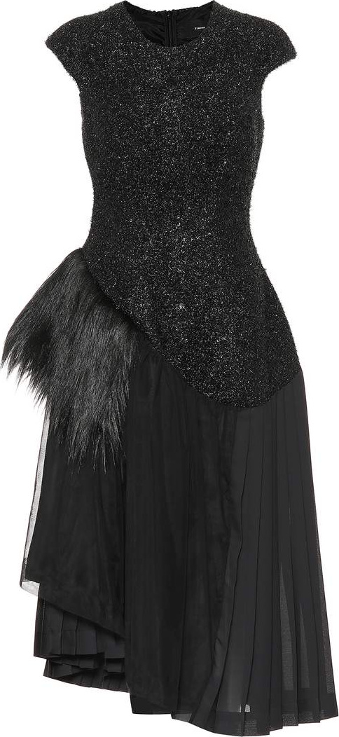 Simone Rocha Wool-blend dress with faux fur