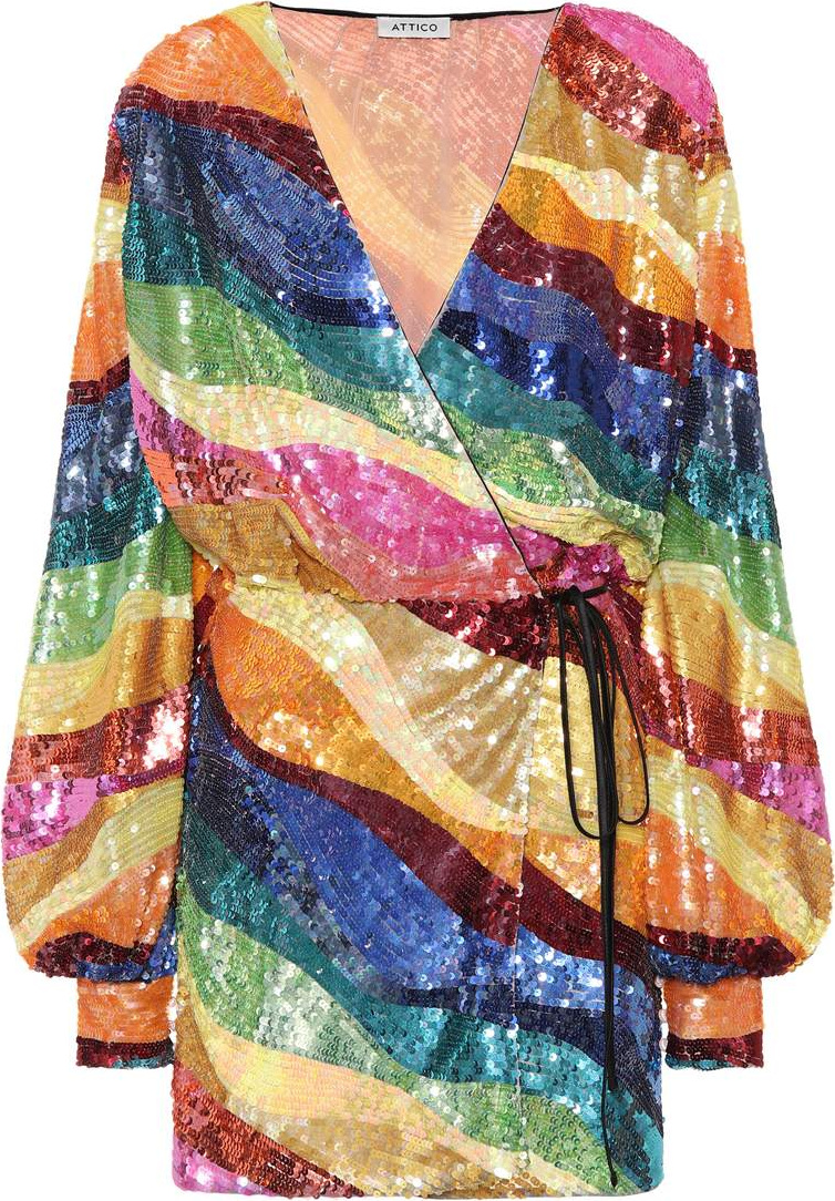 Attico Sequin-embellished wrap minidress