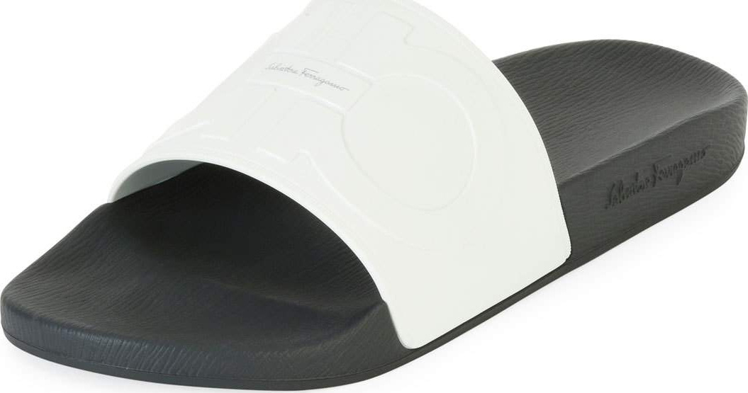 Salvatore Ferragamo Men's Embossed Gancini Slide Sandal