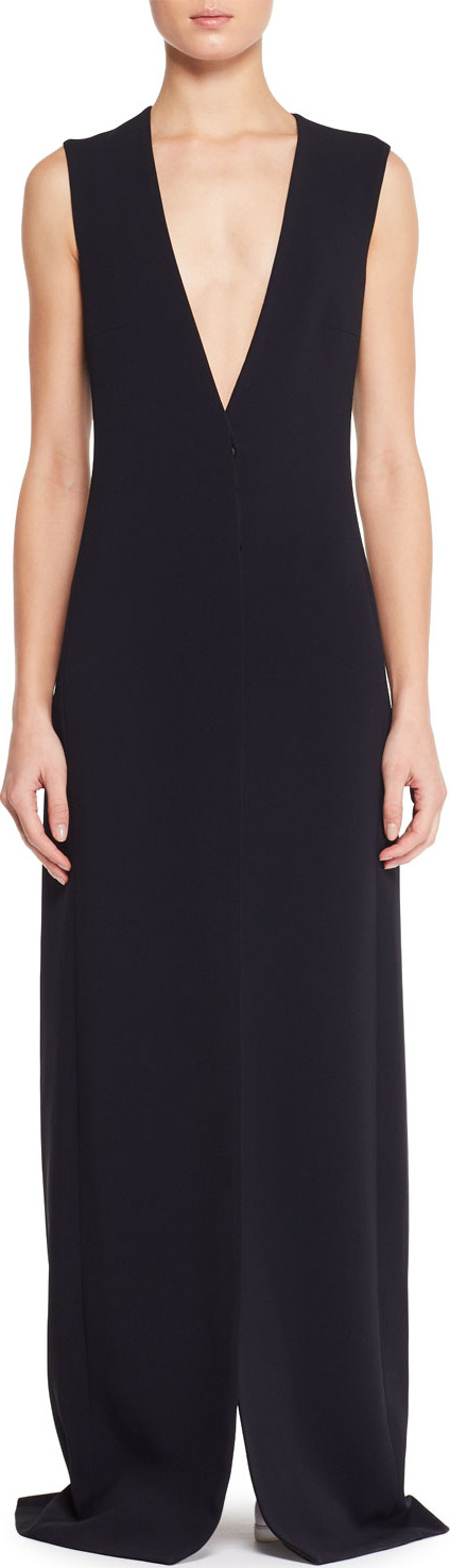 THE ROW La Fran Plunging-V Satin-Stretch Vest