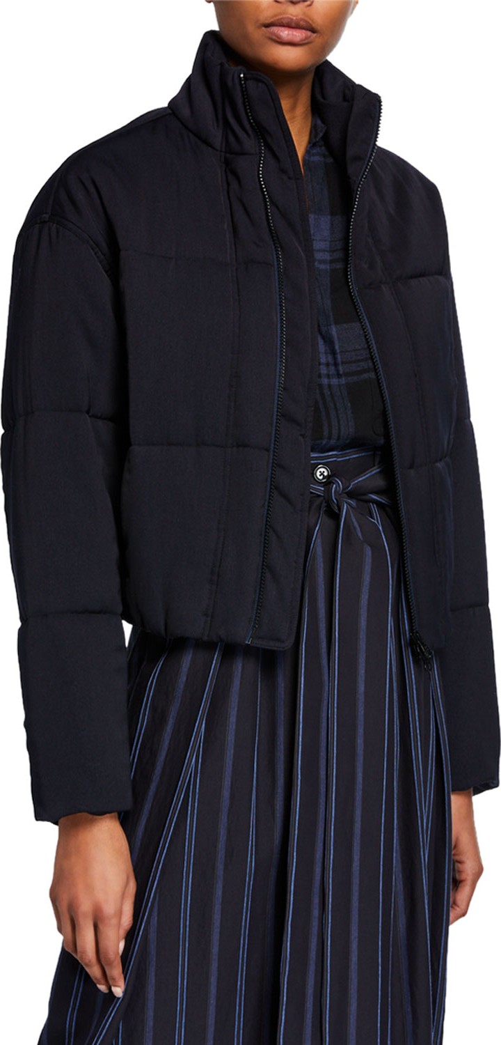 Vince Zip-Font Quilted Bomber Jacket