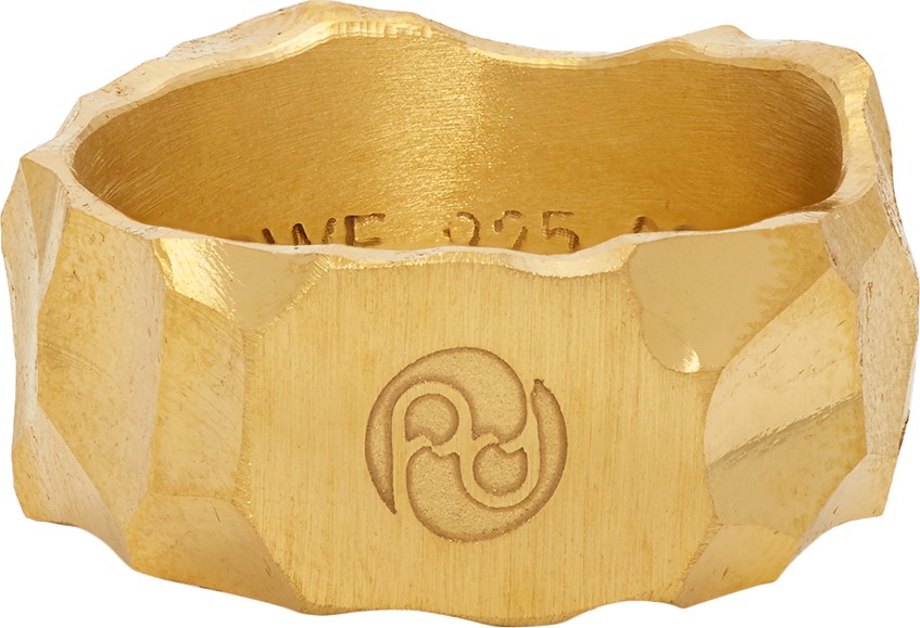 All Blues Gold Carved Rauk Narrow Ring