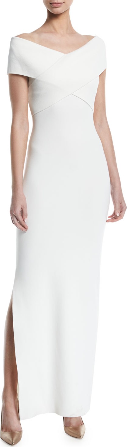 Solace London Adina Cross-Front Off-Shoulder Gown Dress