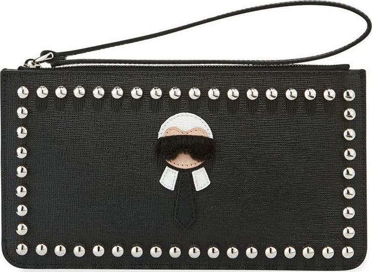 Fendi Karlito Flat Pouch Bag, Black