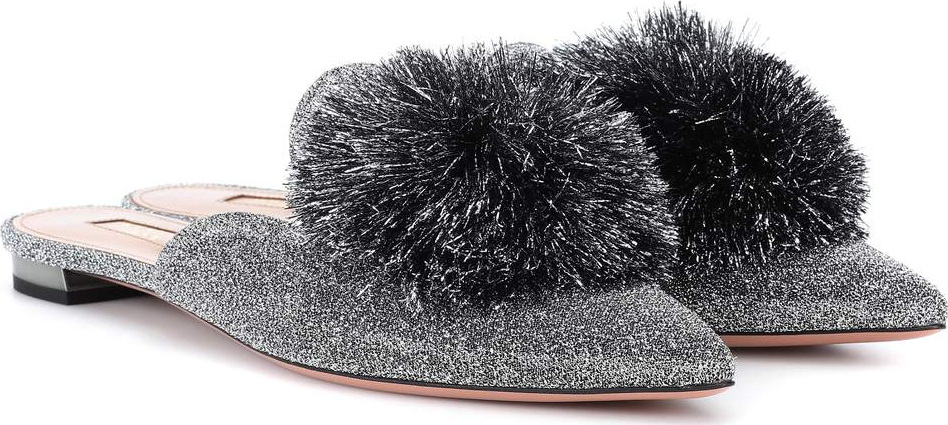 Aquazzura Powder Puff glitter slippers