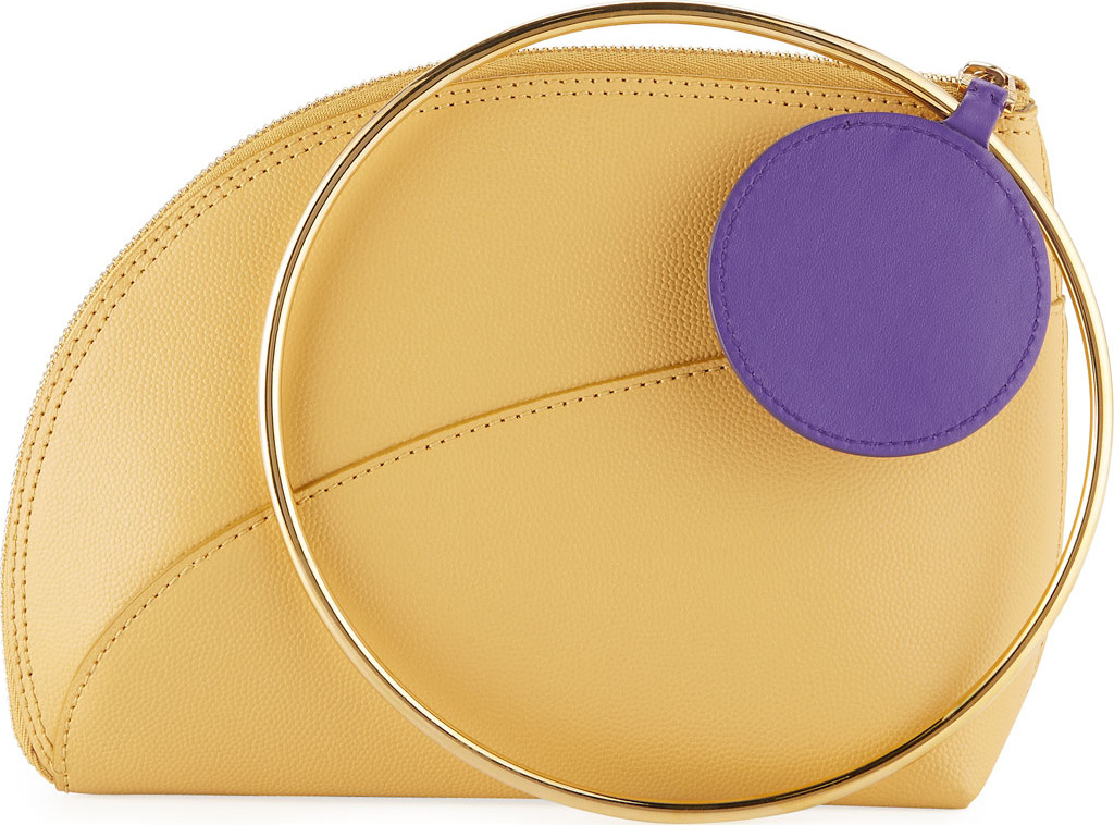 Roksanda Eartha Small Leather Ring-Handle Clutch Bag