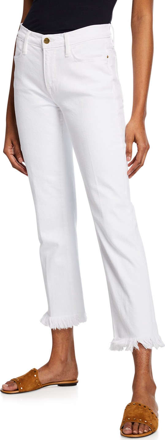 FRAME DENIM Le High Straight Micro Shred Jeans