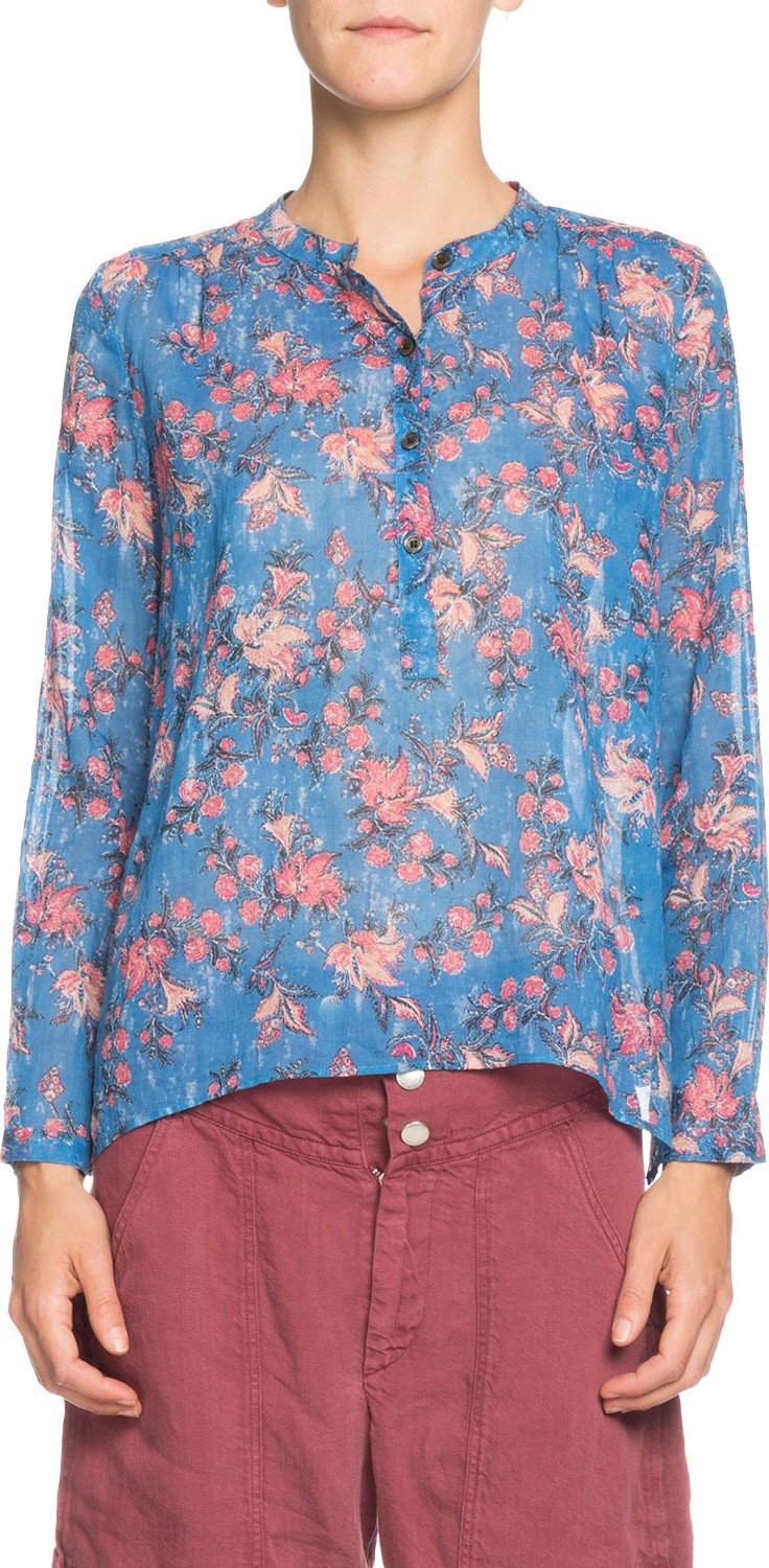 Isabel Marant Etoile Maria Floral Long-Sleeve Button-Front Top