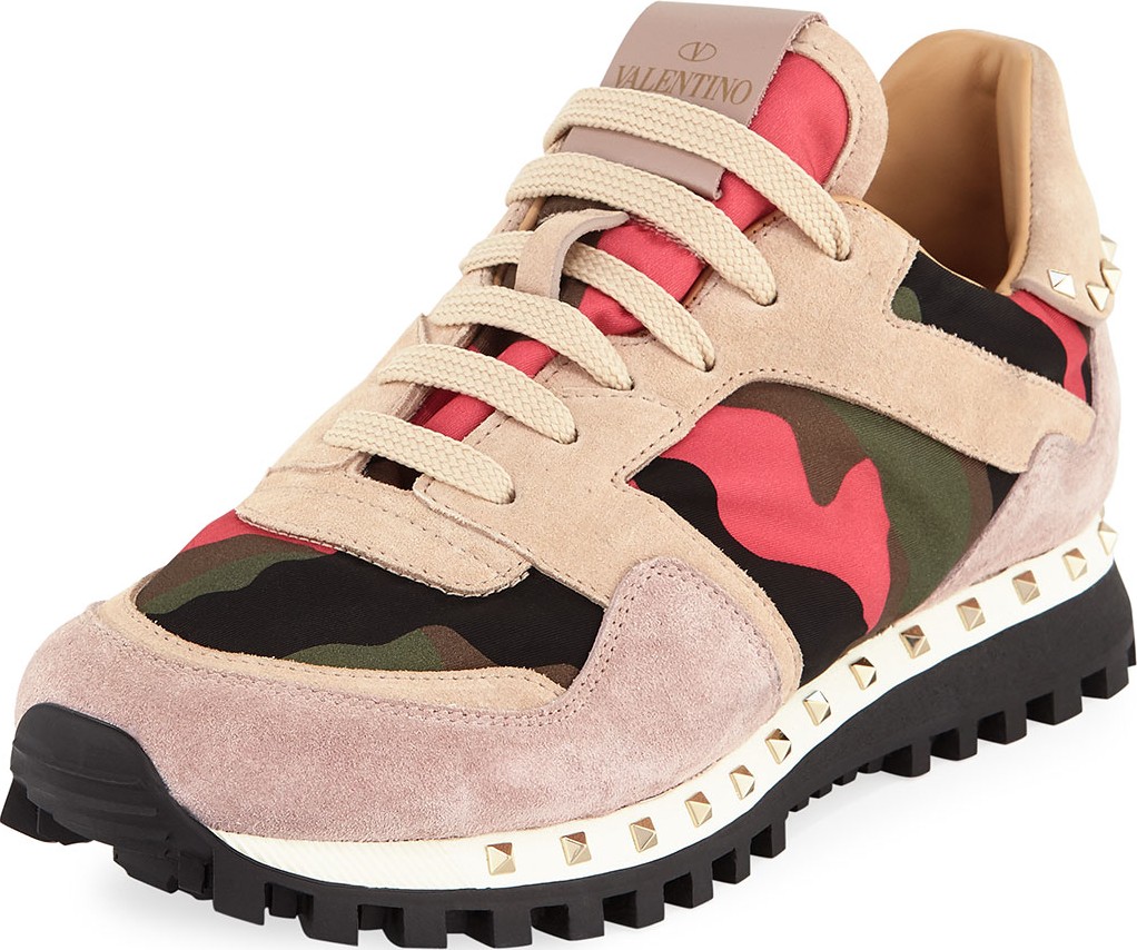Valentino Rockstud Camo Trainer Sneakers