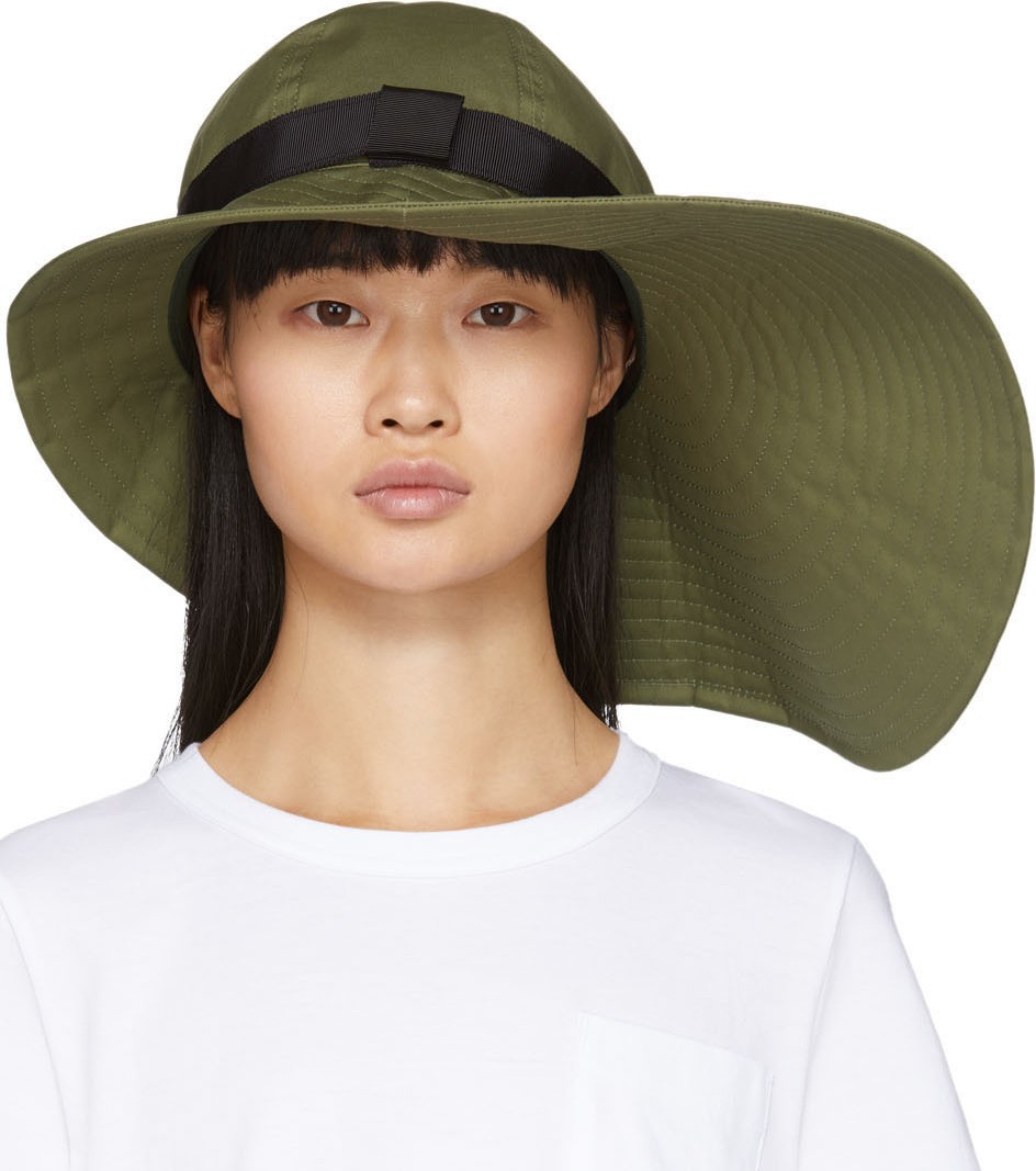 Sacai Khaki Wide Brim Beach Hat