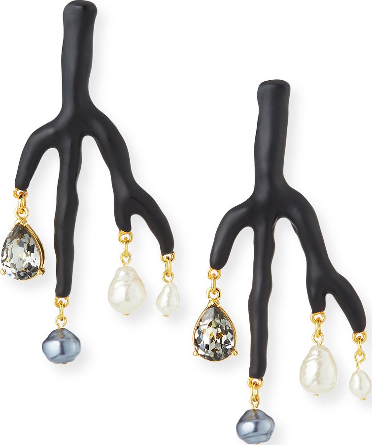 Oscar De La Renta Painted Branch Earrings