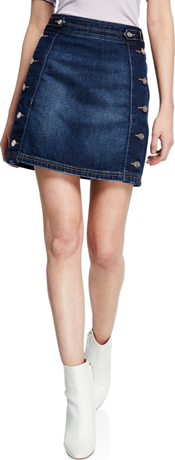 Current/Elliott The Ballast Denim Skirt w/ Buttons
