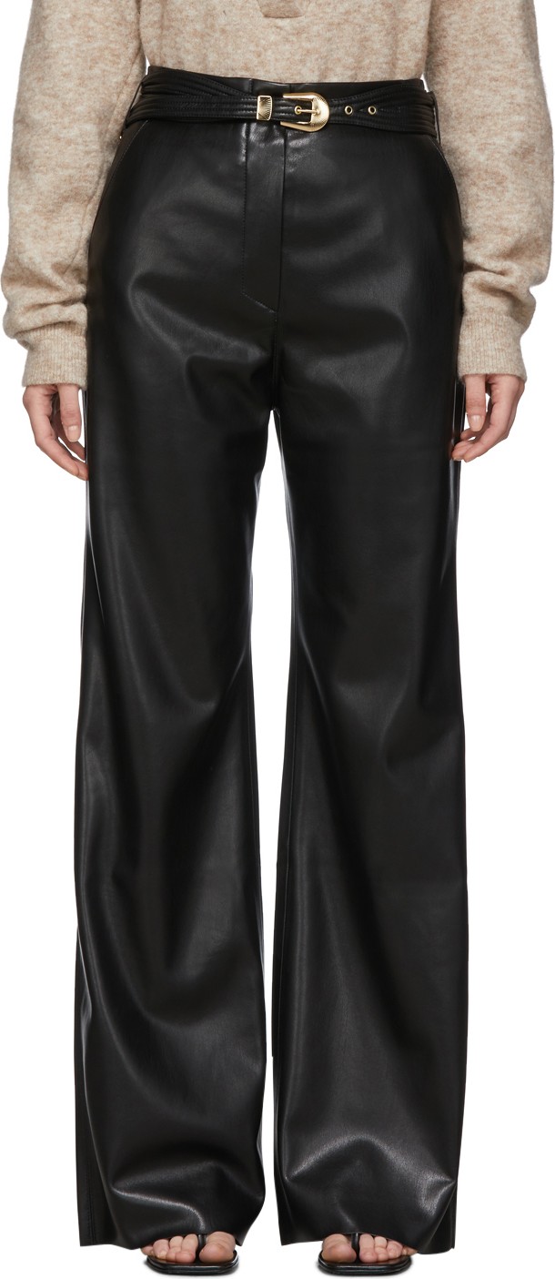 Nanushka Black Vegan Leather Kisa Trousers