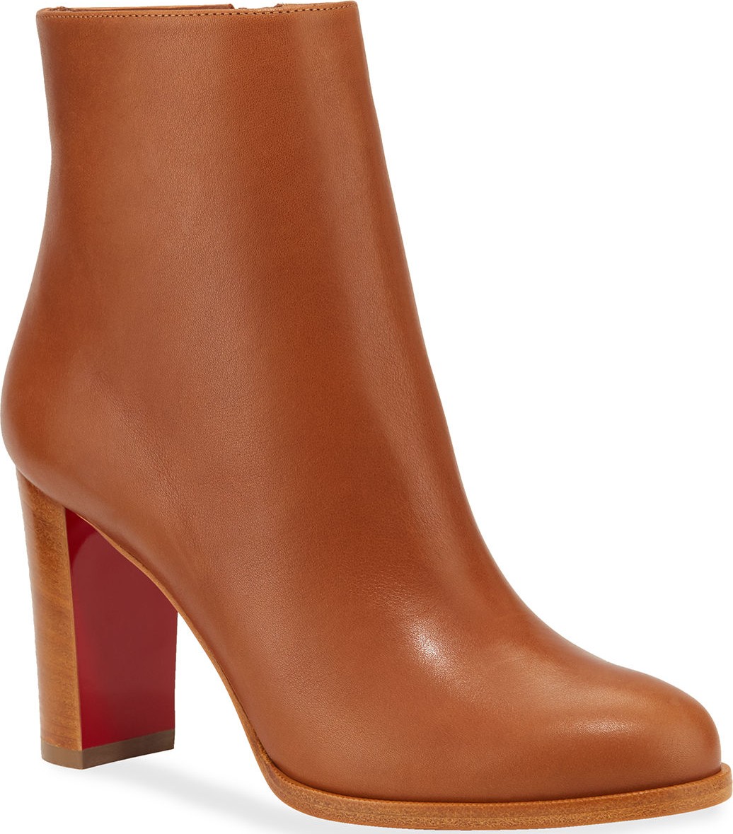 Christian Louboutin Adox Leather Block-Heel Red Sole Boot