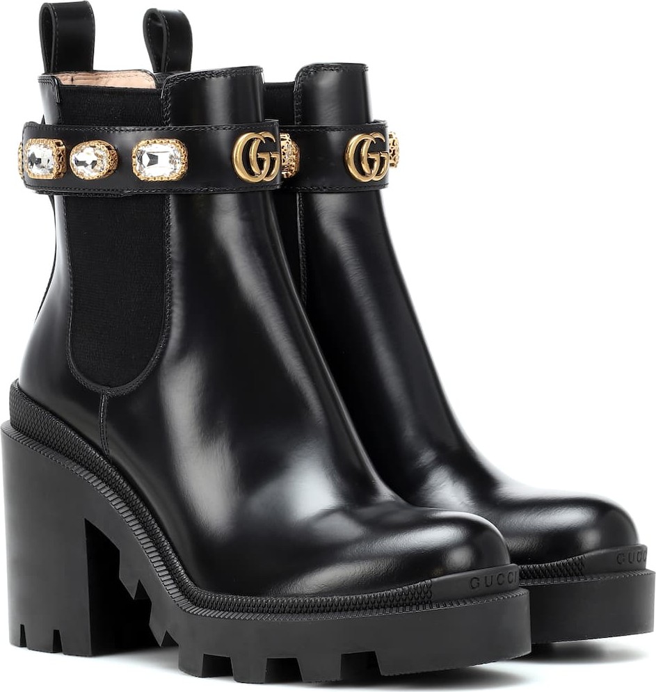 Gucci Embellished leather ankle boots