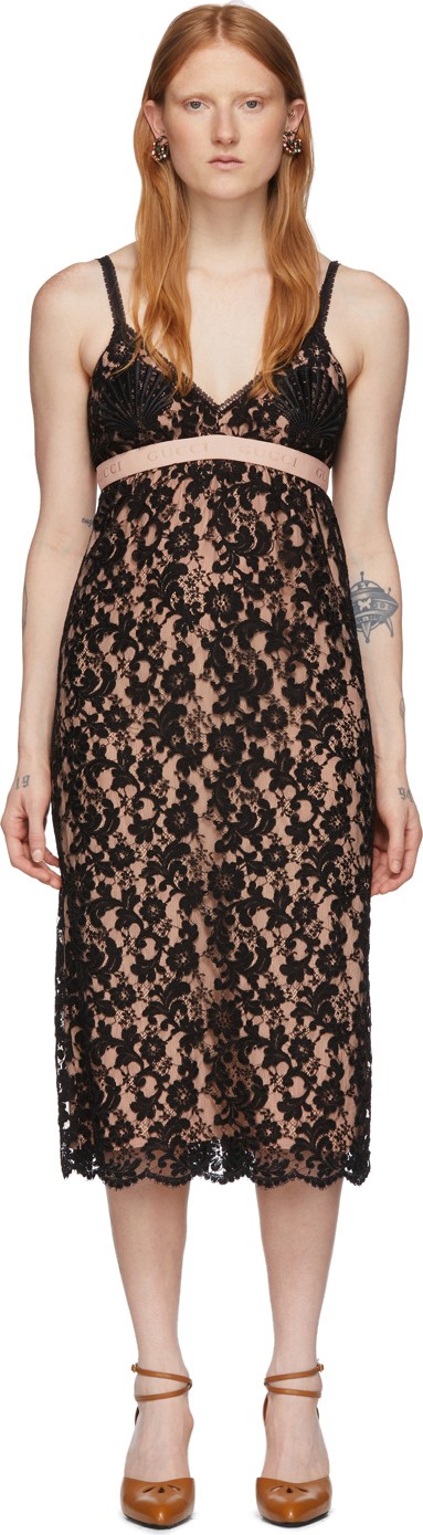 Gucci Black Flower Lace Shell Dress