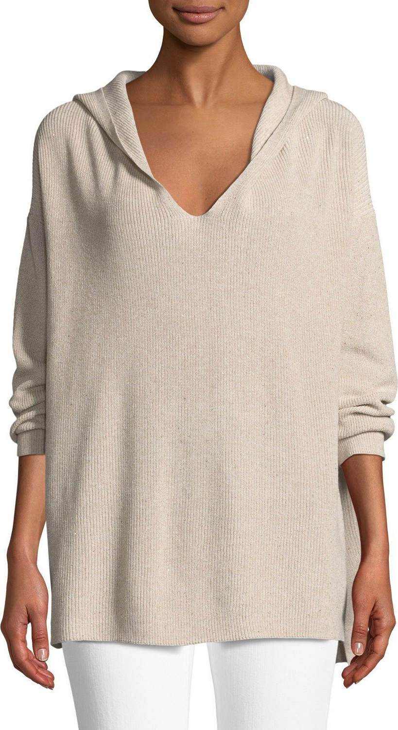 Lafayette 148 New York Shimmer Ribbed Hoodie Sweater