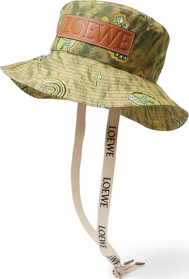 LOEWE + Paula's Ibiza Leather-Appliquéd Printed Cotton-Canvas Bucket Hat