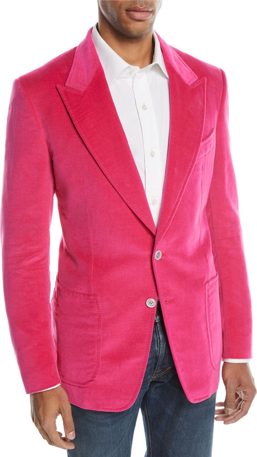 TOM FORD Shelton Bright Velvet Two-Button Jacket