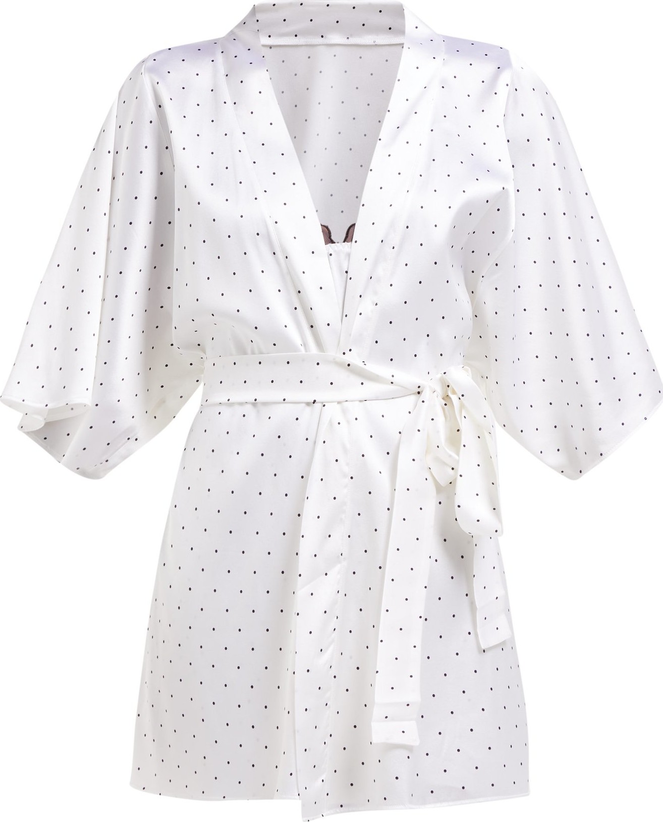 Fleur of England Polka dot-print silk robe