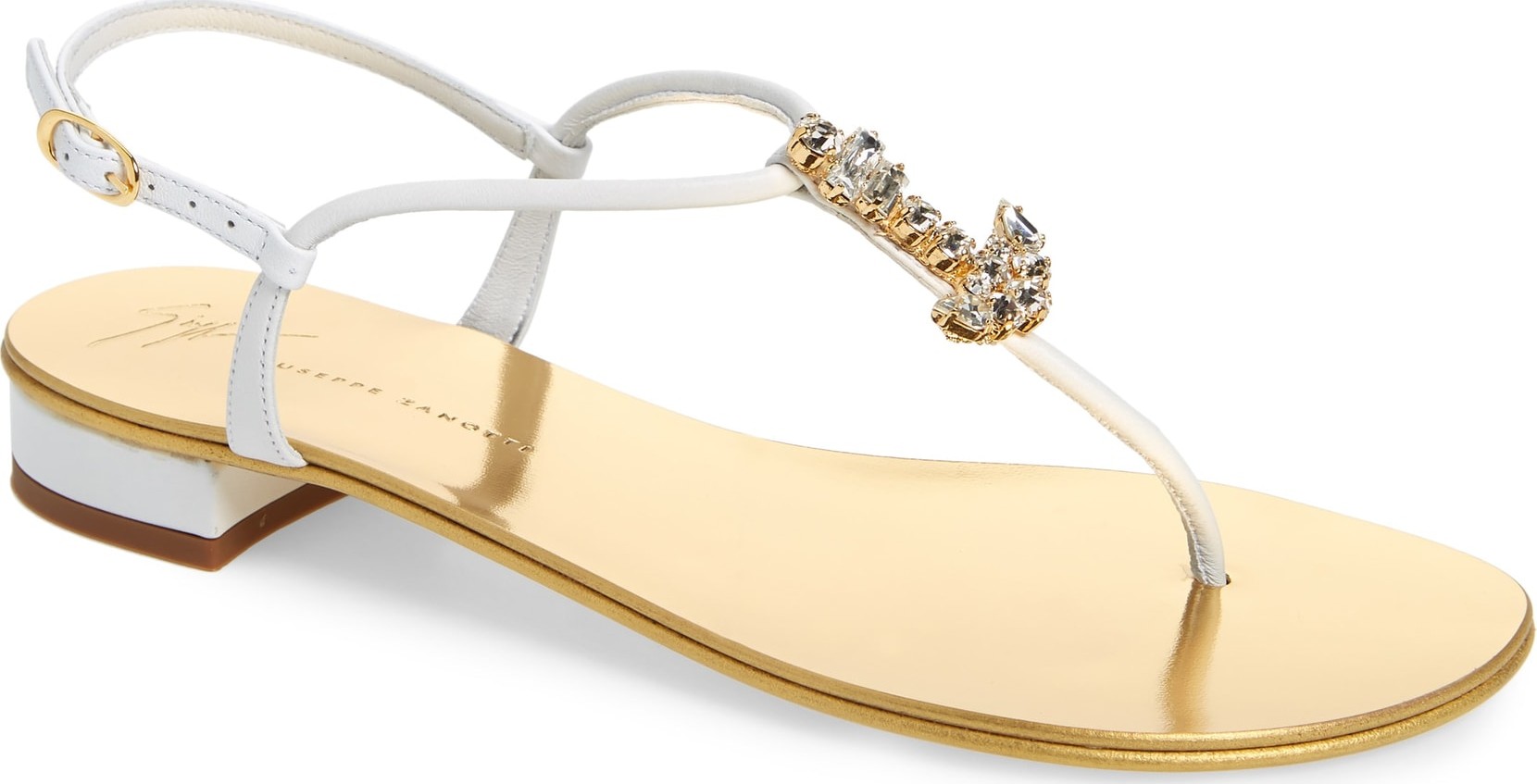 Giuseppe Zanotti Anchor Crystal Embellished Thong Sandal
