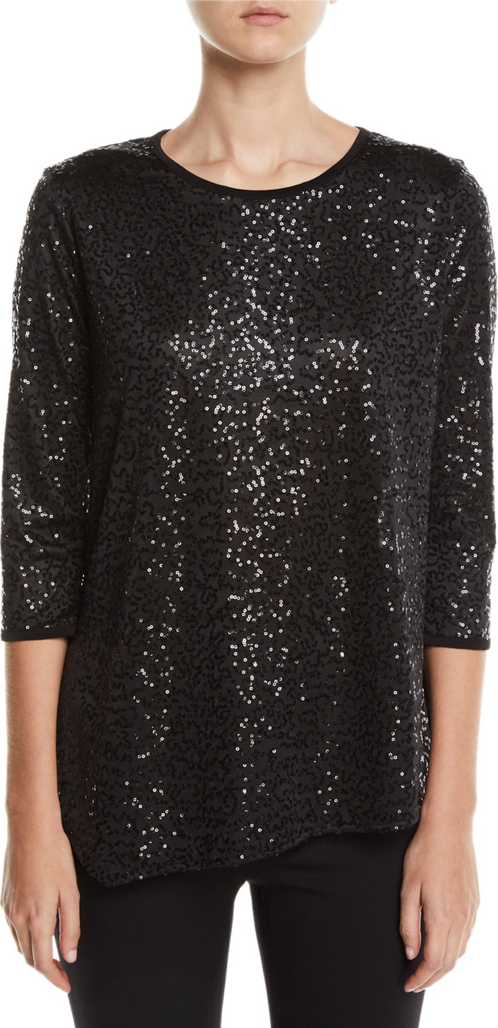 Caroline Rose Angled Sequin Tunic Top