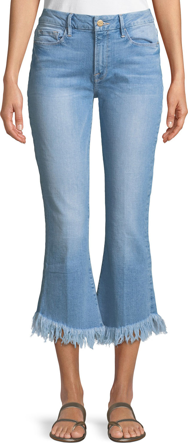 FRAME DENIM Le Crop Mini Boot Shredded Raw Jeans