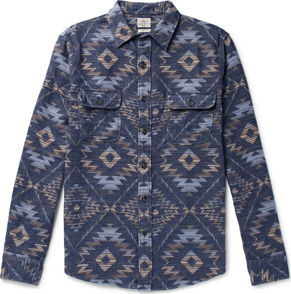 Faherty Cotton-Flannel Jacquard Shirt
