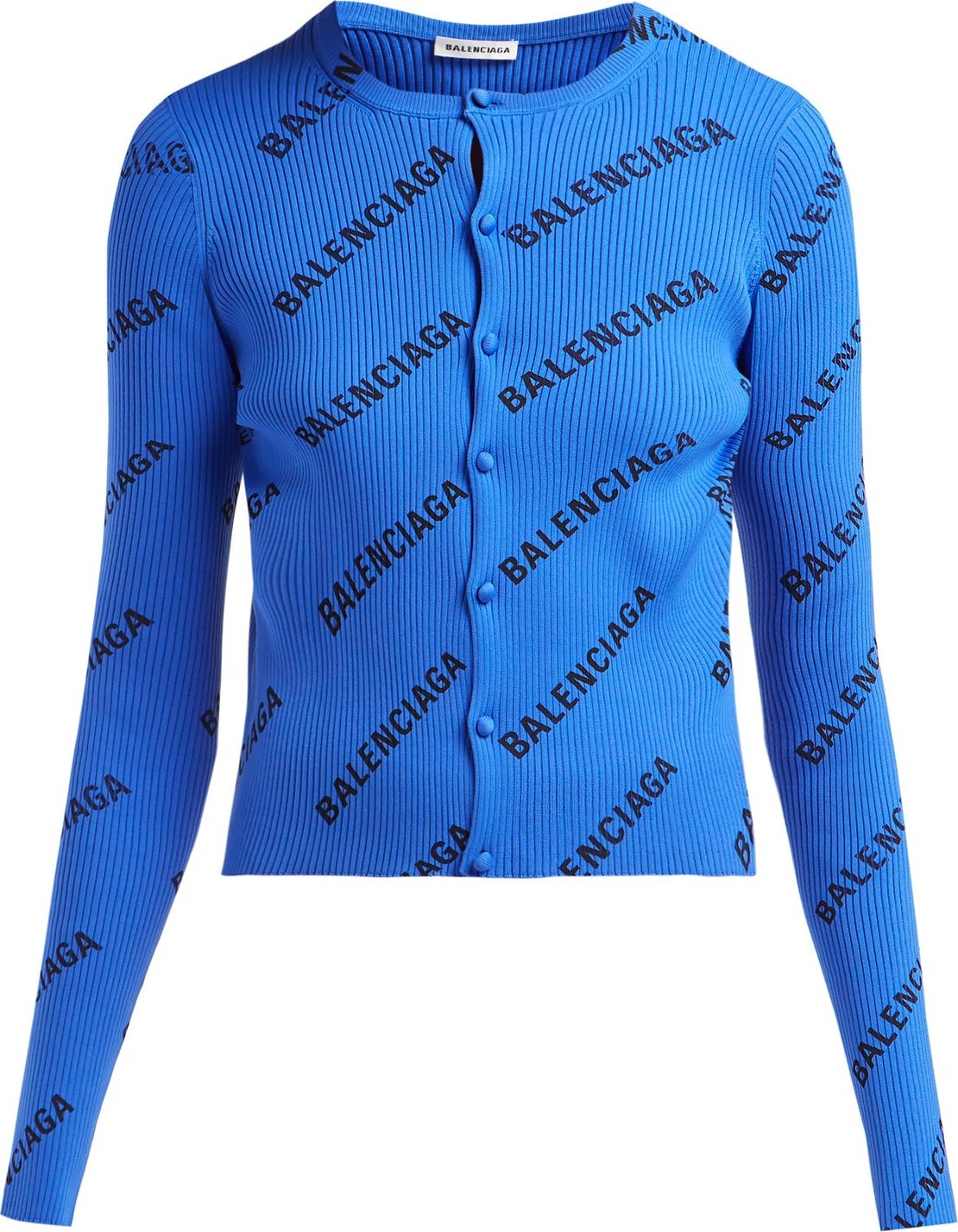 Balenciaga Diagonal logo-print ribbed cardigan