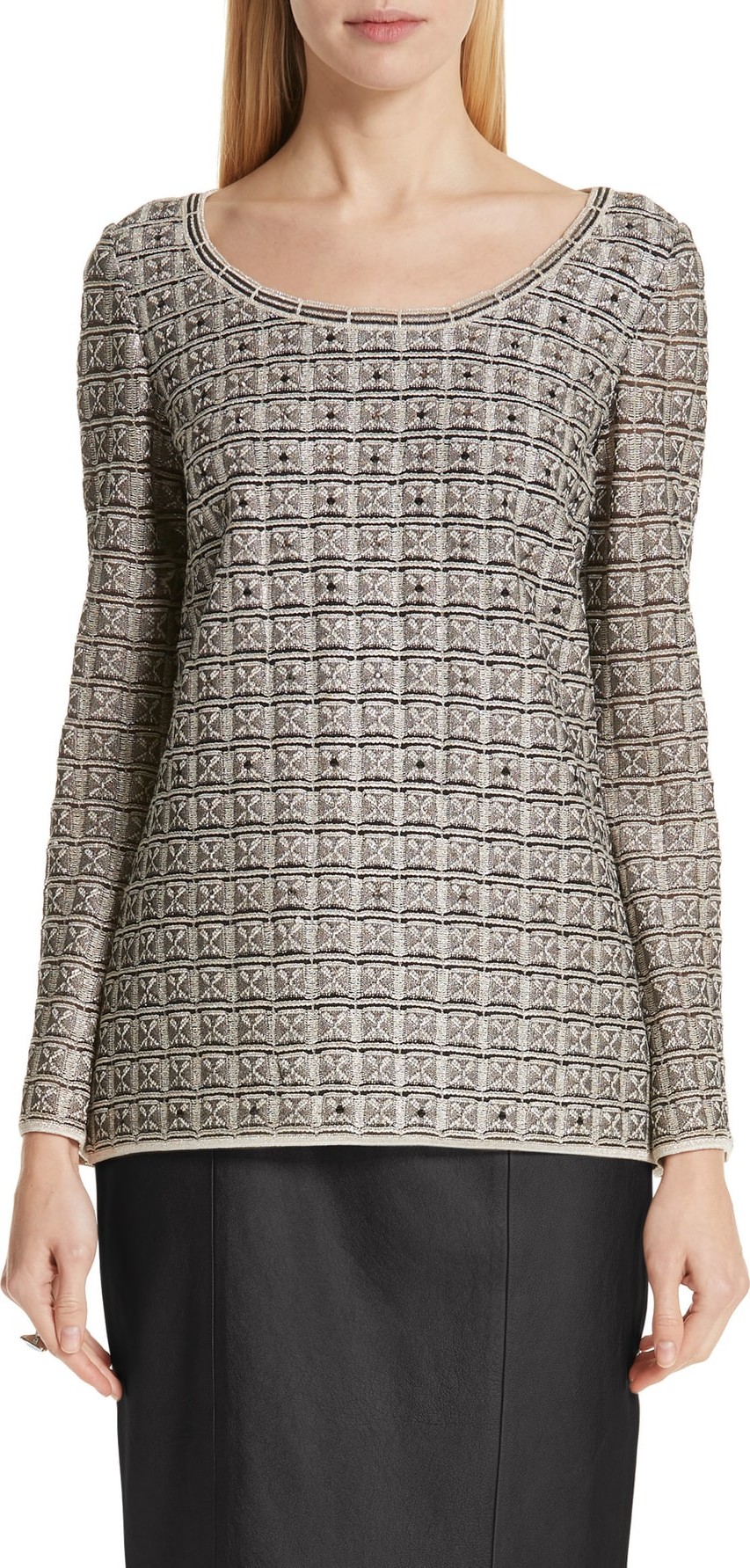 St. John Addison Metallic Knit Top