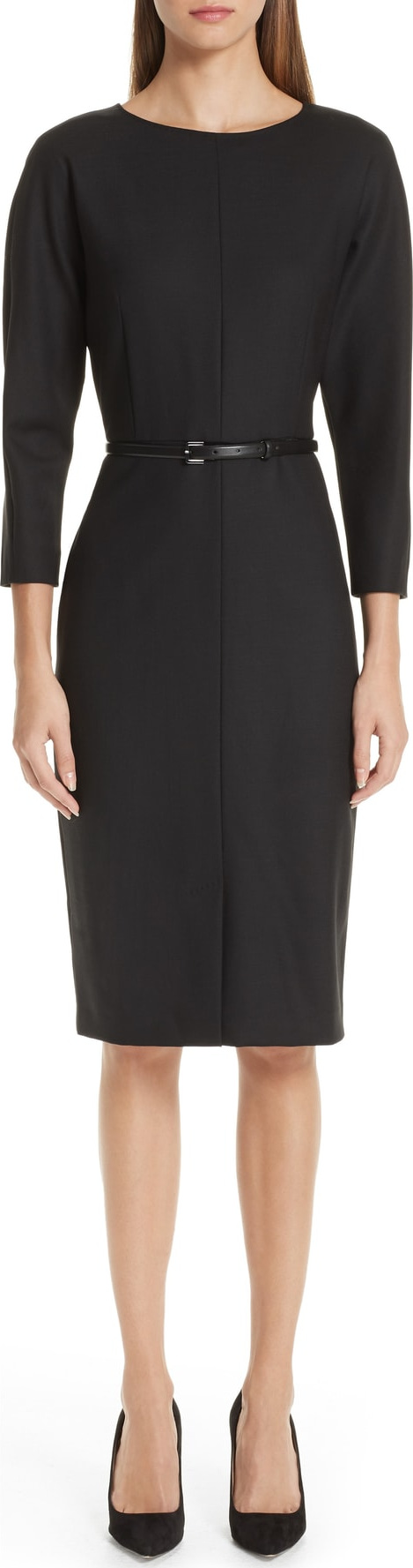 Max Mara Karub Belted Stretch Wool Dress