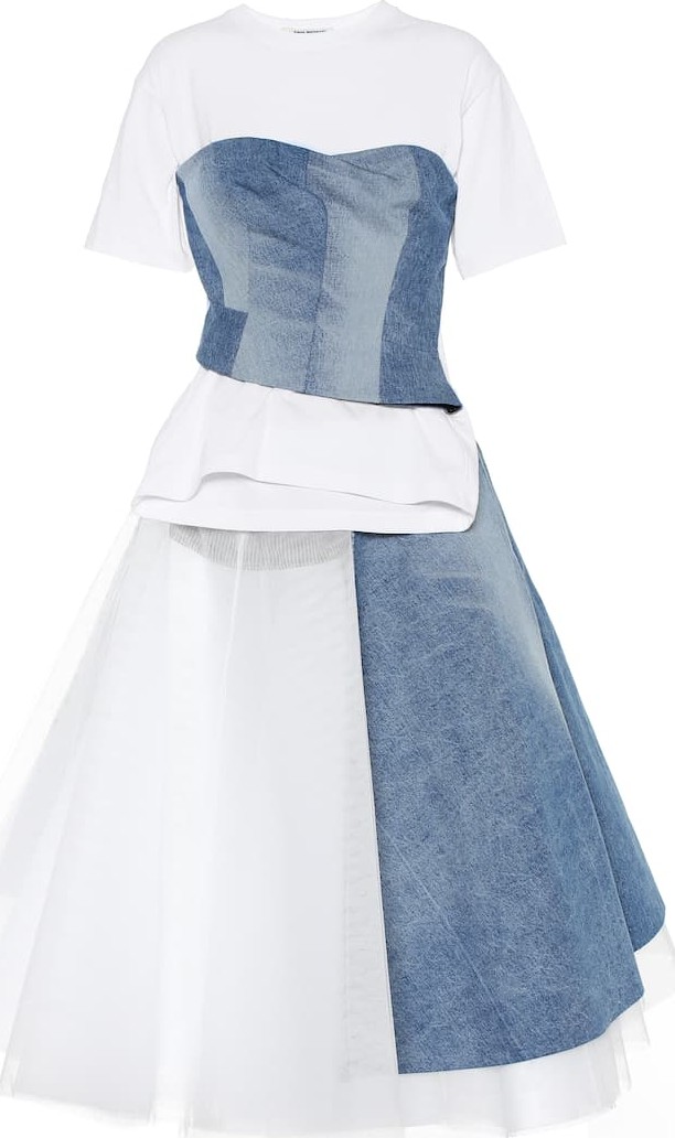 Junya Watanabe Denim and tulle midi dress