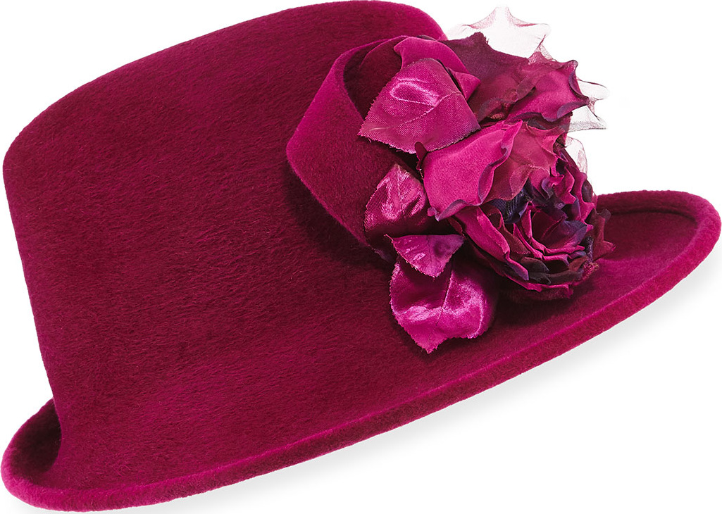 Philip Treacy Side Sweep Velour Hat w/ Rosette