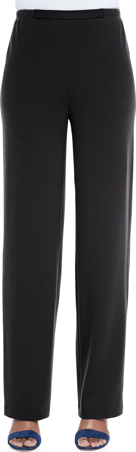 Caroline Rose Flat Wool-Knit Pants