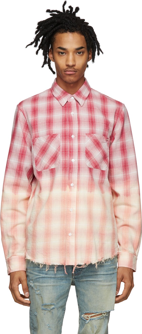 Amiri Red & Pink Lurex Plaid Shirt