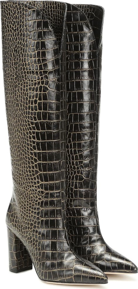 Paris Texas Croc-effect leather boots